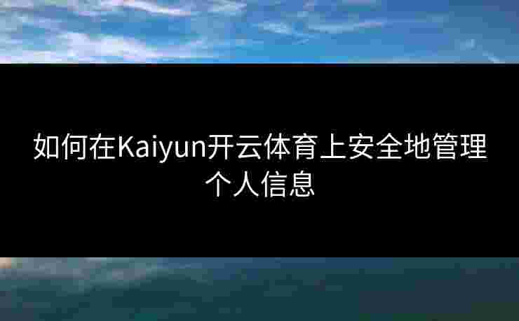如何在Kaiyun开云体育上安全地管理个人信息