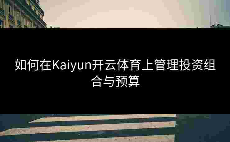 如何在Kaiyun开云体育上管理投资组合与预算