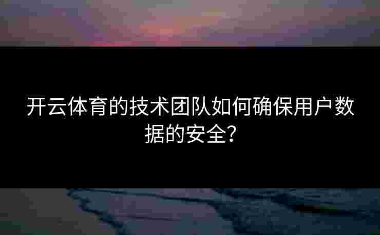开云体育的技术团队如何确保用户数据的安全？